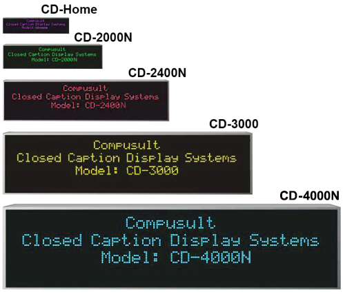 five different models of the closed caption display
