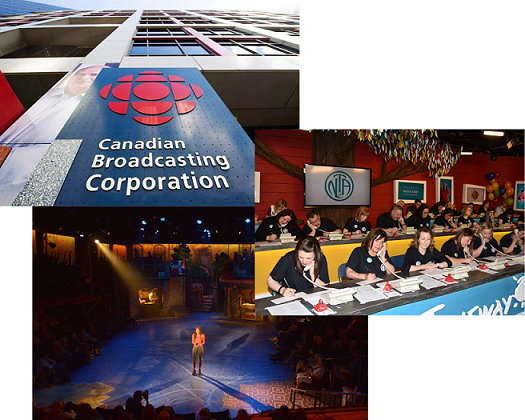 images of CBC, NLTA, and Shakespeare Festival